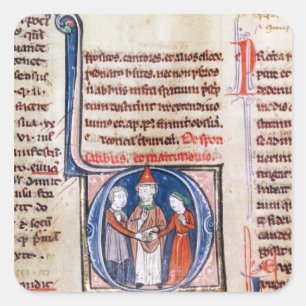 Sticker Carré Historié initial 'D' représentant un mariage