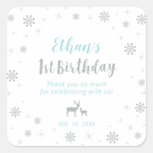 Sticker Carré Hiver onderland, Custom Silver Blue 1er Anniversai