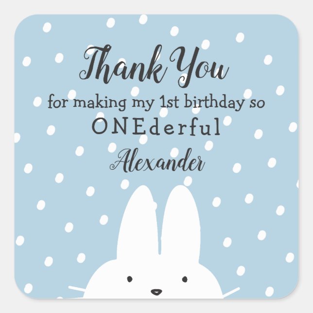 Sticker Carré Hiver ONE derland Merci garçon 1er anniversaire bl (Devant)
