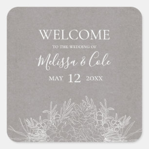 Sticker Carré Hiver rustique   Accueil Mariage gris