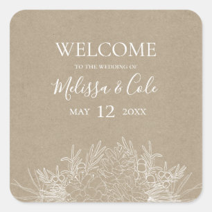 Sticker Carré Hiver rustique   Accueil Mariage Kraft