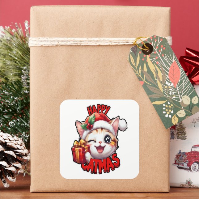 Sticker Carré Ho Ho Ho Characters Festive Lettering (vacances)
