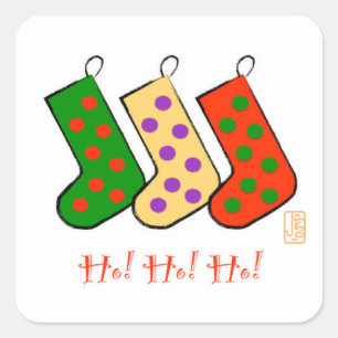 Sticker Carré Ho ! Ho ! Ho ! Mod Stockings Joyeux Noël