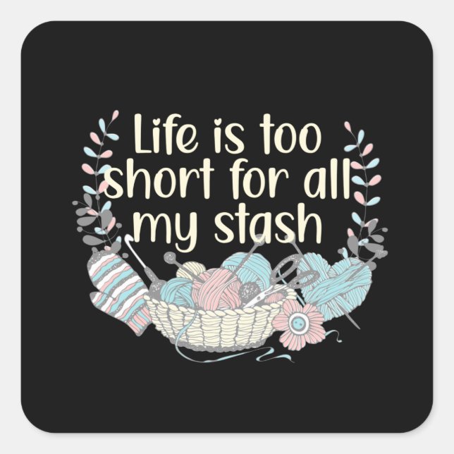 Sticker Carré Hobby Tricot Fils Laine Stash (Devant)