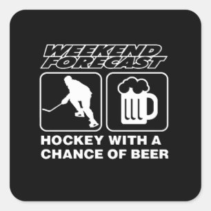 Sticker Carré Hockey   Hockey Avec Une Chance De Bière