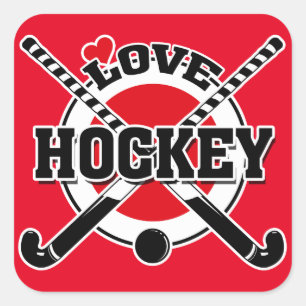 Sticker Carré Hockey - Love Hockey