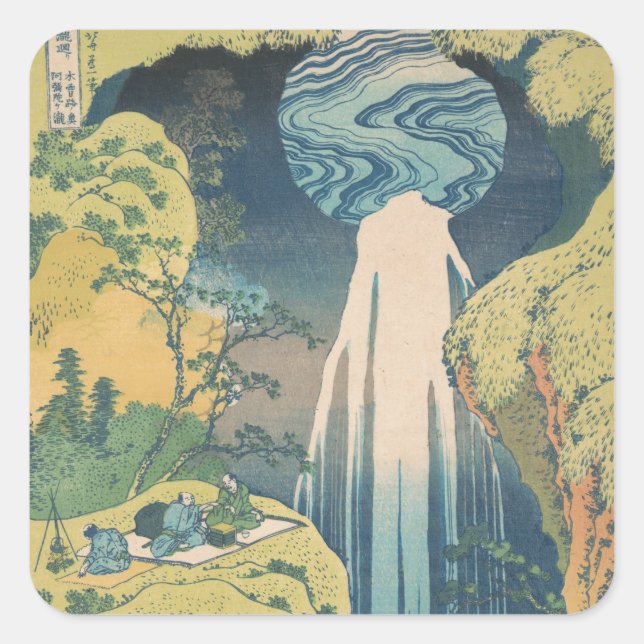 Sticker Carré Hokusai Amida Cascade Japon (Devant)