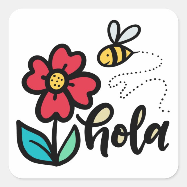Sticker Carré Hola (Bonjour) Lettre espagnole, Jardin (Devant)