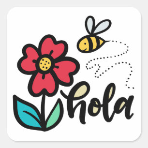 Sticker Carré Hola (Bonjour) Lettres Espagnoles, Jardin