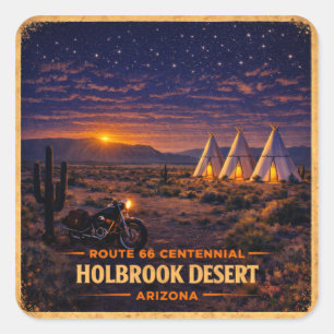 Sticker Carré Holbrook Arizona Wigwam 100 Ans Teinte de Crépuscu