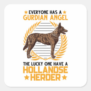 Sticker Carré Hollandse Herder Guardian Angan Sheepdog