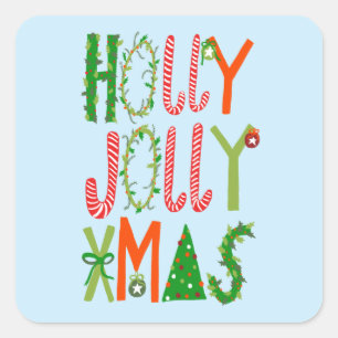 Sticker Carré HOLLY JOLLY XMAS Sweet Holidays Noël
