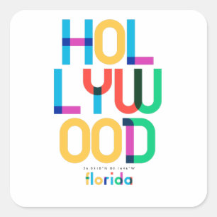 Sticker Carré Hollywood Florida Mid Century, Pop Art,