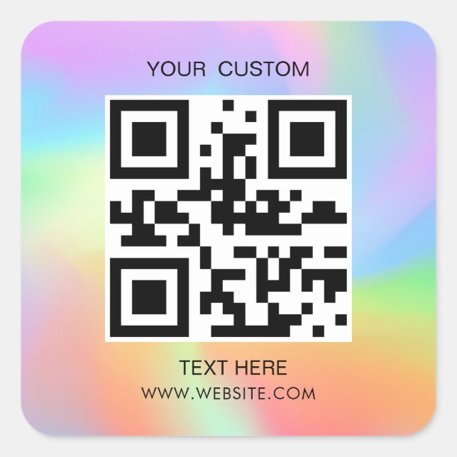 Sticker Carré Hologramme, QR simple pour petite entreprise Code  (Devant)