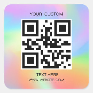 Sticker Carré Hologramme, simple QR Small Business Code QR perso
