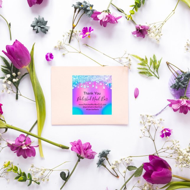 Sticker Carré Holographique Merci Diamond Drives Clou bleu (Créateur téléchargé)