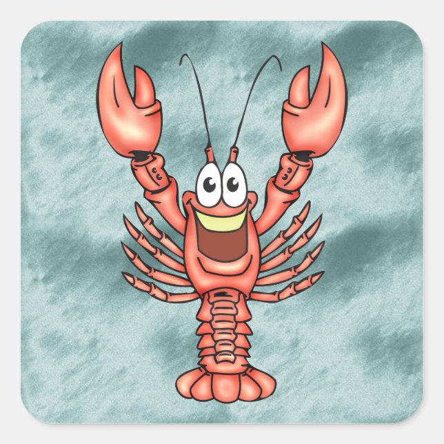 Sticker Carré Homard amusant (Devant)