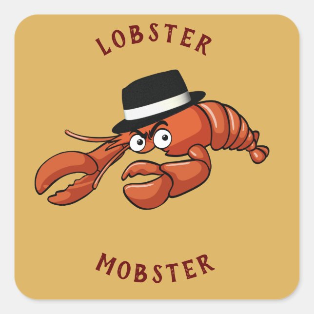 Sticker Carré Homard Homard 🦞 Cartoon à gros yeux mou Gangster (Devant)
