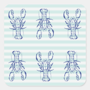 Sticker Carré Homards bleus