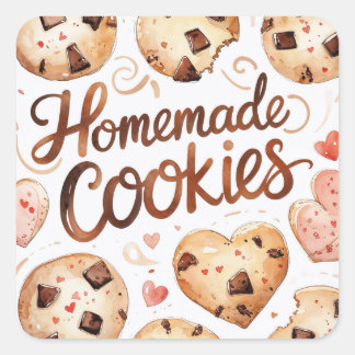 Sticker Carré Homemade Cookies Sticker, Baking Gift