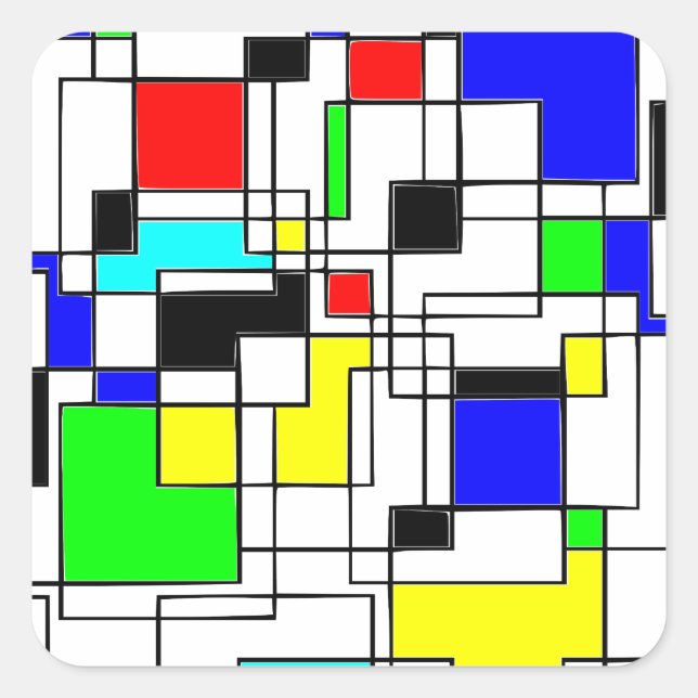 Sticker Carré Hommage Random Carré À Mondrian (Devant)