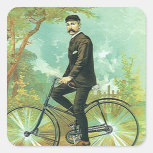 Sticker Carré Homme à vélo