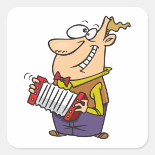 Sticker Carré Homme Jouant L'Accordion