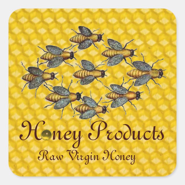 STICKER CARRÉ HONEY BEES / BEEKEEPER (Devant)