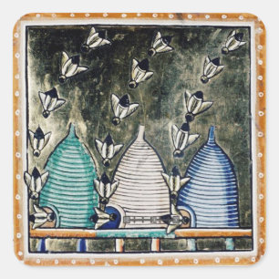 STICKER CARRÉ HONEY BEEY BEEES, BEE HIVES, MÉDIÉVAL BEEKEEPER