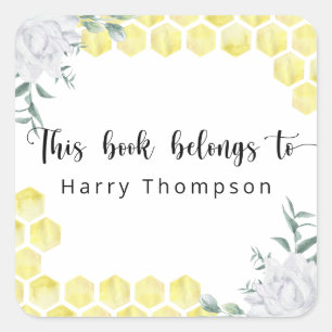 Sticker Carré Honeycombs - ce livre appartient à