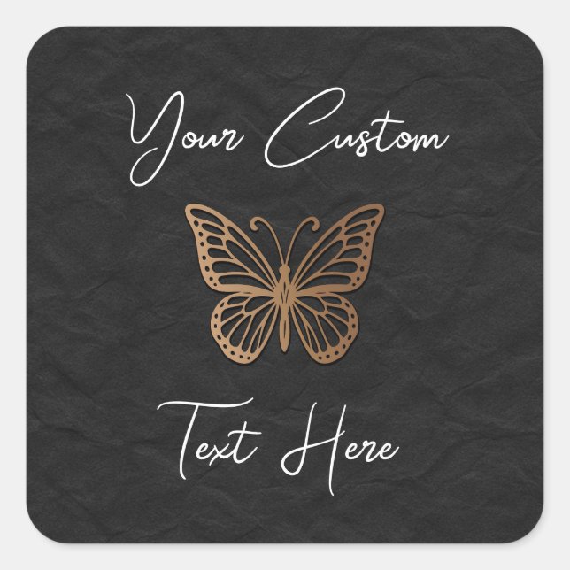 Sticker Carré Honeywind marron noir boho papillon Sweet 16  (Devant)