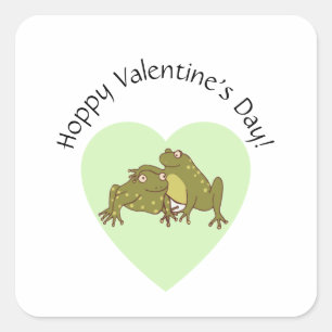 Sticker Carré Hoppy Valentines Day Funny Cute Frogs In Love