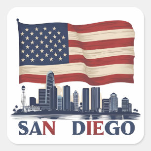 Sticker Carré Horizon de San Diego Californie