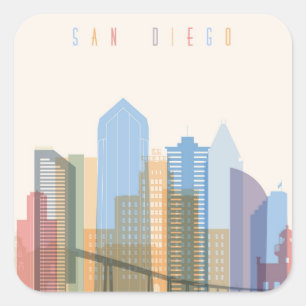 Sticker Carré Horizon de ville de San Diego