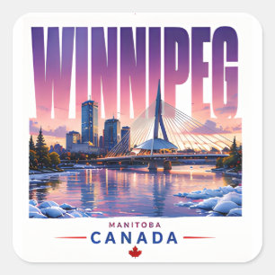 Sticker Carré Horizon de Winnipeg Canada Rivière Frontale Voyage