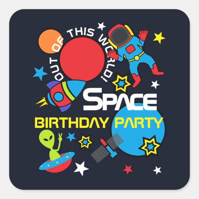 Sticker Carré Hors de ce monde !, Anniversaire (Devant)
