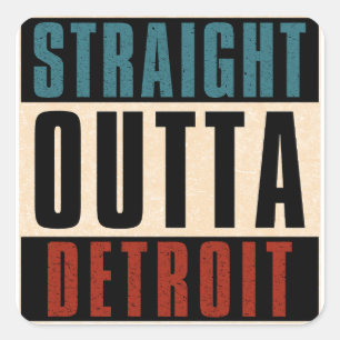 Sticker Carré Hors droit Detroit Michigan MI