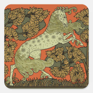 Sticker Carré Horse Arts médiévaux Artisanat Art Nouveau