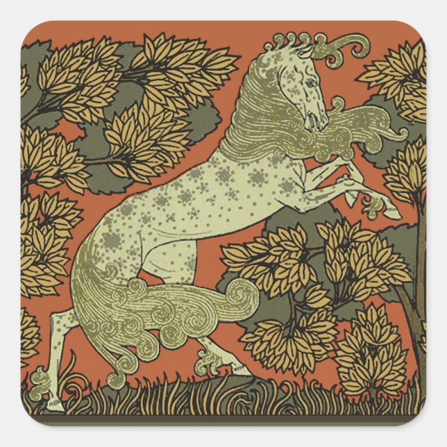 Sticker Carré Horse Arts médiévaux Artisanat Art Nouveau (Devant)