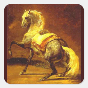 Sticker Carré HORSE GRIS, Brown Jaune Or