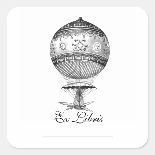 Sticker Carré Hot Air Ballon Steampunk Boîtes (Devant)