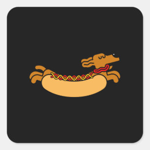 Sticker Carré Hot dog Daschund