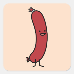Sticker Carré Hot-dog de saucisse de viande de kielbasa de boeuf
