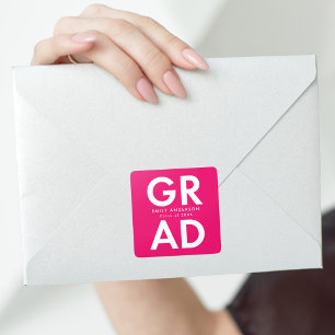 Sticker Carré Hot Pink   Graduation Gras