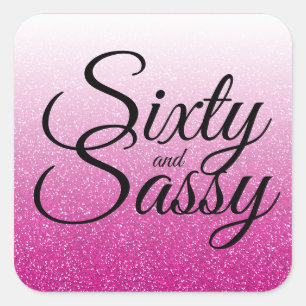 Sticker Carré Hot Pink Parties scintillant Ombre 60 et Sassy 60e