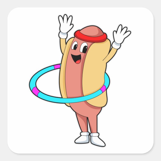 Sticker Carré Hotdog at Fitness avec Flywheel (Devant)