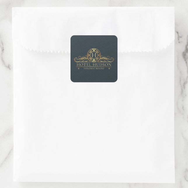 Sticker Carré Hôtel personnalisé Business Luxe (Sac)