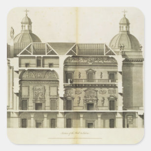 Sticker Carré Houghton Hall : section transversale du Hall et du
