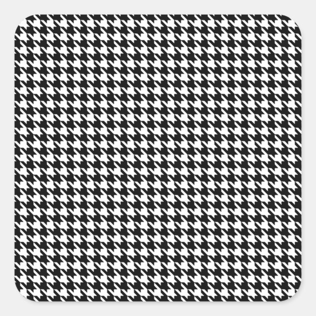 Sticker Carré Houndstooth moderne noir à Emporiomoffa (Devant)