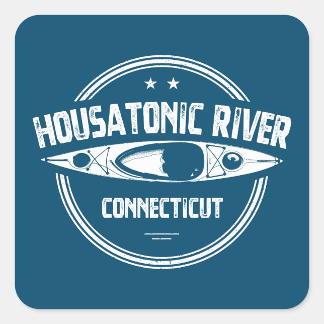 Sticker Carré Housatonic River Connecticut Kayak (Devant)